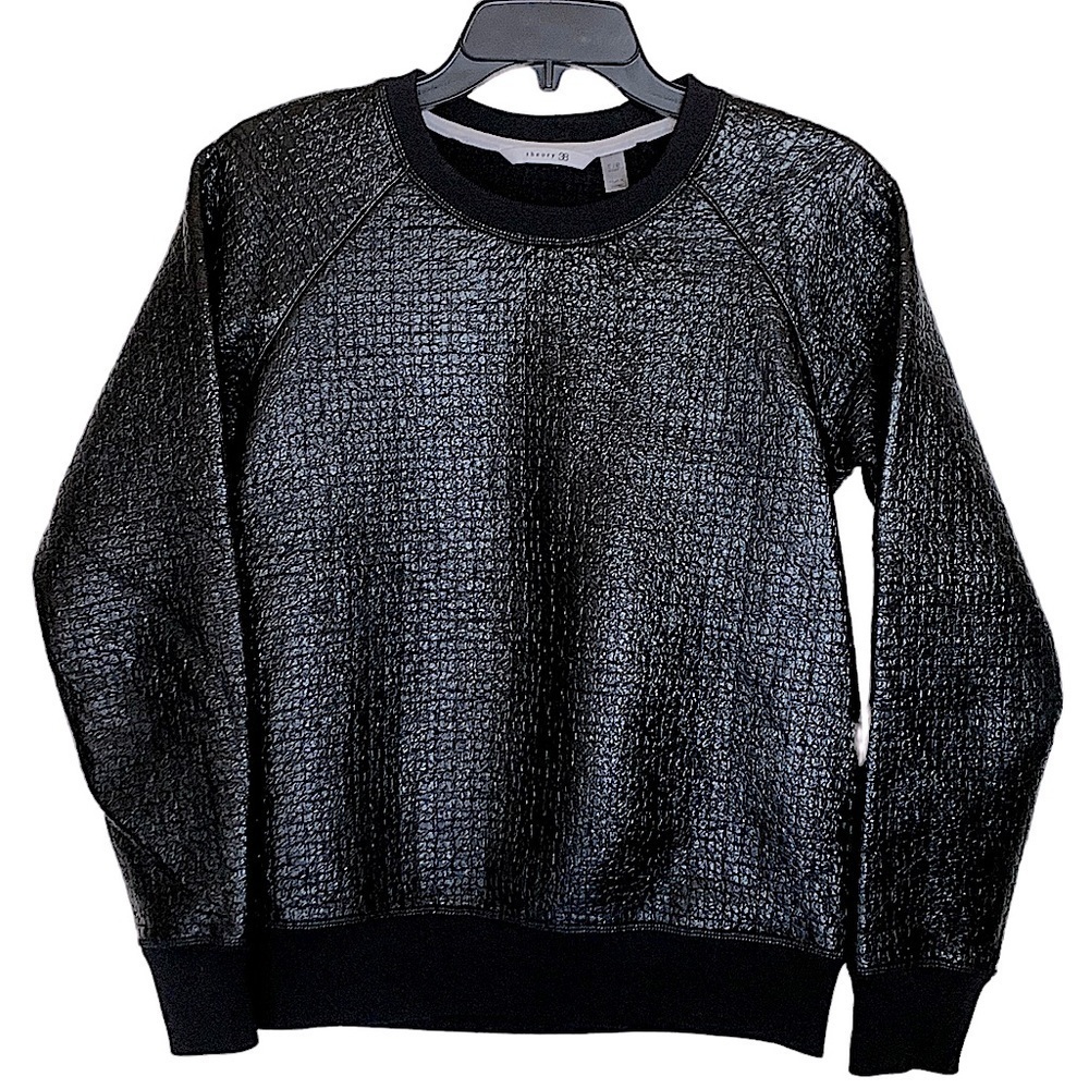 THEORY 38 Black Wool Blend Incline B Down-Force Sweatshirt Style Pullover Small